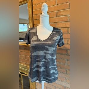 Lucky Brand Charcoal Camouflage V-Neck Tee